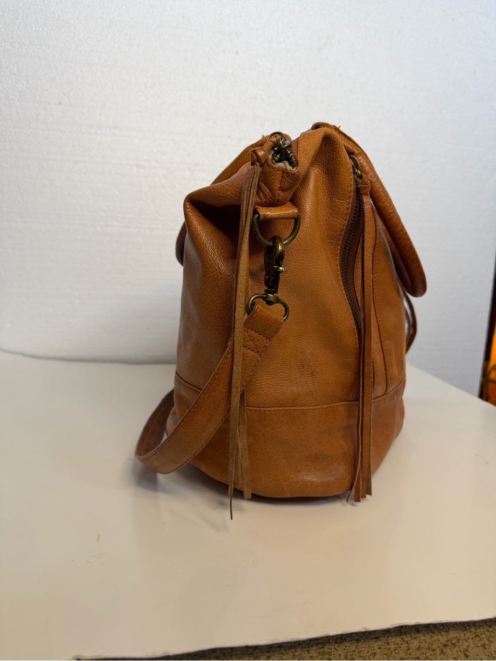 Day and mood Women’s Brown Leather Crossbody Bag - buttery soft - Picture 7 of 16